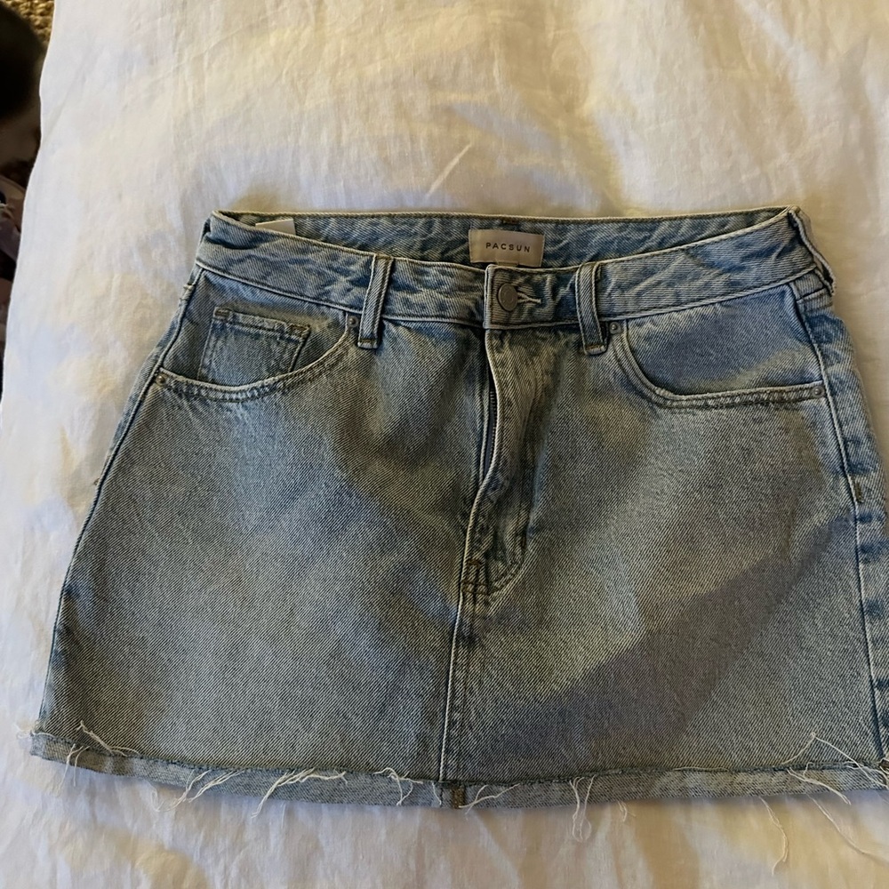 Pac Sun Light Wash Denim Mini Skirt